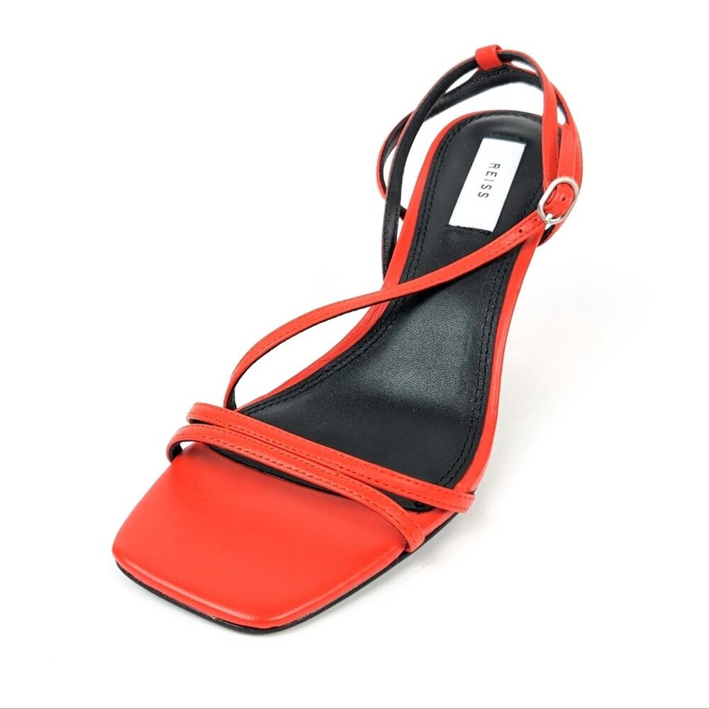 Reiss Orange Bali Leather Strappy Mid Heels NWT Size 38 7.5